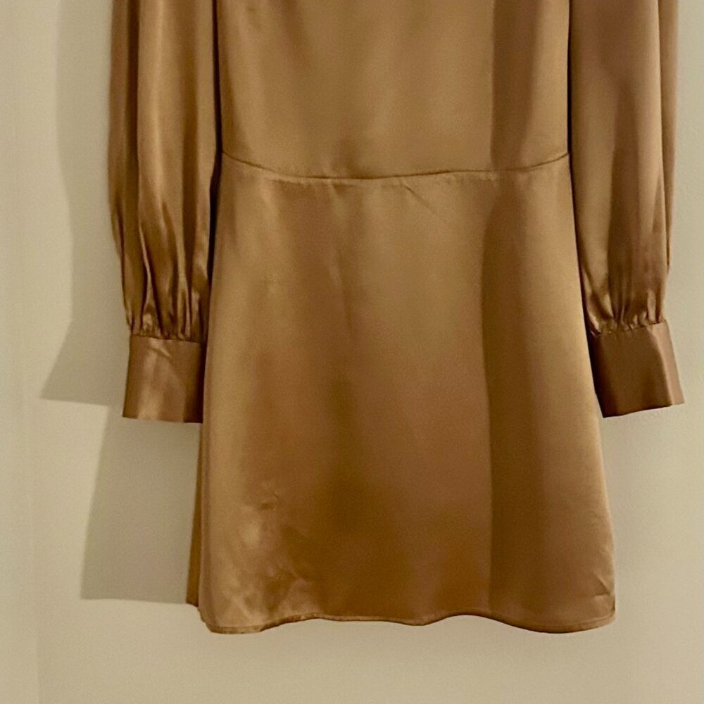 Reformation Silk Mini Dress With Tags in Brown Silk Size Size M/8 - Picture 9 of 9